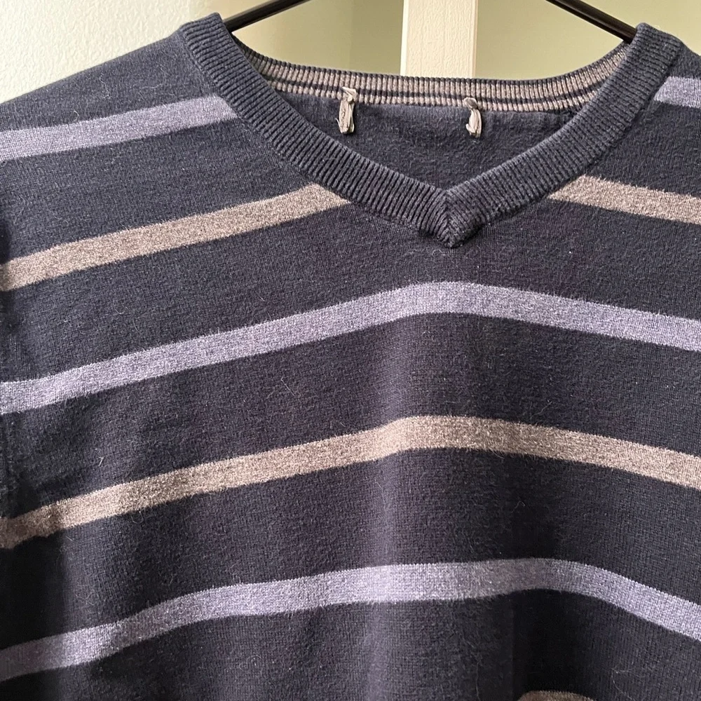 Men's V-Neck Striped Sweater - Picture 2 of 2
